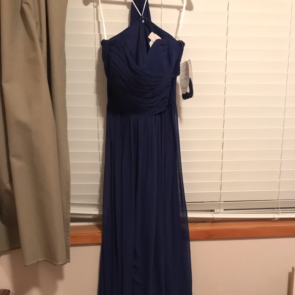 Brand new never worn navy blue full length dress